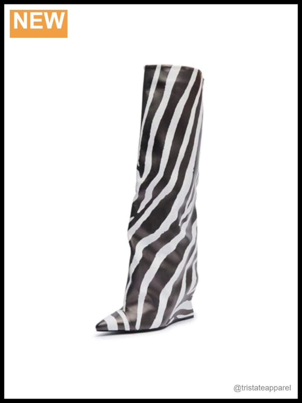 Wedge Heel Knee High Boots Wide Calf Side Zipper PU Leather